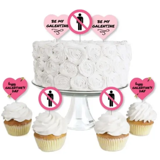 Big Dot of Happiness Be My Galentine - Dessert Cupcake Toppers - Galentine's and Valentine's Day Party Clear Treat Picks - Set of 24 image {7}