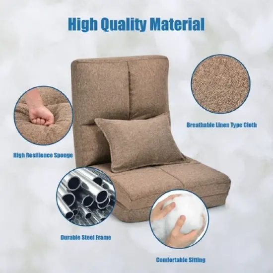 Costway Fold Down Chair Flip Out Lounger Convertible Sleeper Couch Futon Bed w/ Pillow image {6}