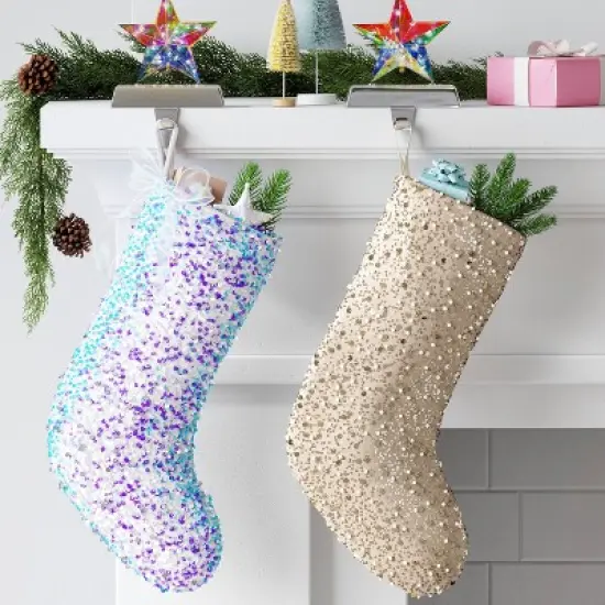 21" Christmas Iridescence Sequins Stocking with Bow - Wondershop&trade; image {1}