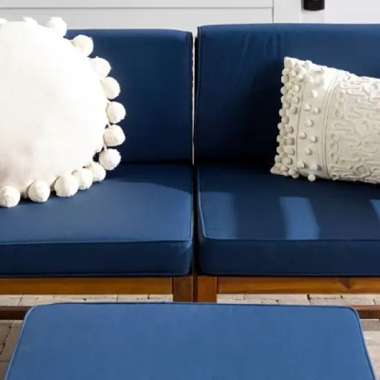 3pc Modular Acacia Wood Patio Chat Set with Cushions - Saracina Home image {7}