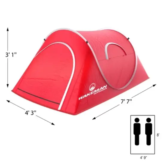 Pop-up Tent - 2 Person Water-Resistant Barrel Style Tent for Camping With Rain Fly and Carry Bag - Starchaser 2-person Tent by Wakeman Outdoors (Red) image {4}