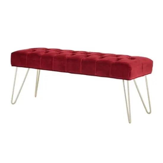 Hewett Velvet Tufted Metal Bench - Inspire Q image {9}
