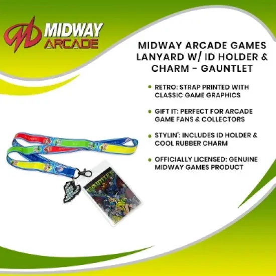 Crowded Coop Midway Arcade Games Lanyard w/ ID Holder & Charm - Gauntlet image {6}