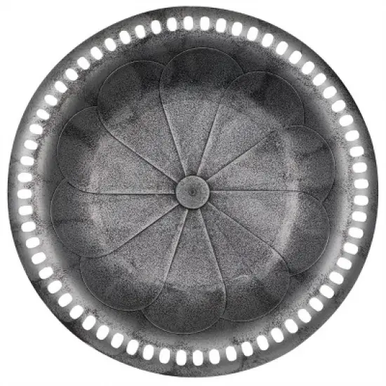 Alpine Corporation 28" Polyresin Pedestal Bird Bath With Scrollwork Base & Ground Stakes Gray image {3}