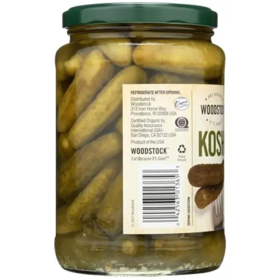 Woodstock Foods Organic Kosher Baby Dill Pickles - Case of 6/24 oz image {3}