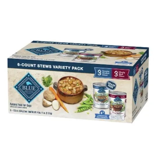 Blue Buffalo Blue's Stew Chicken & Beef In Gravy Wet Dog Food Variety Pack for Adult Dogs, Grain-Free - 12.5oz/6ct image {2}
