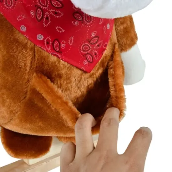 Qaba Kids Ride-On Rocking Horse Toy Rocker with Fun Song Music & Soft Plush Fabric for Children 18-36 Months image {4}