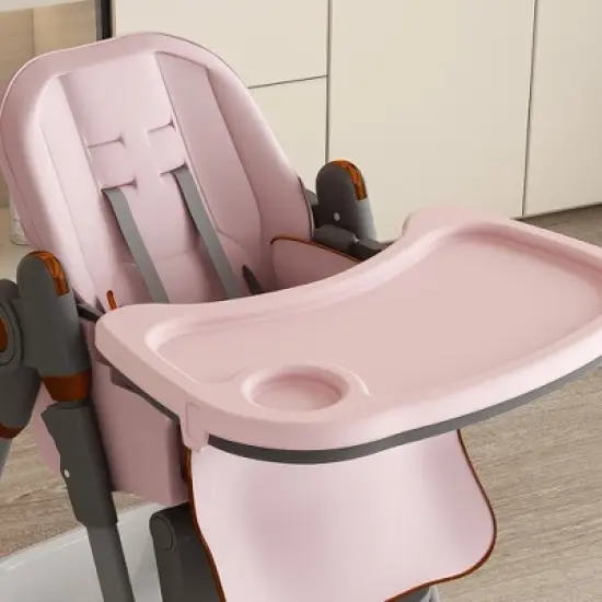 Angel Sar Adjustable Baby High Chair 0-6 Years, Portable Infant Feeding Seat with Safety Belt & Wheels for Home Use image {1}