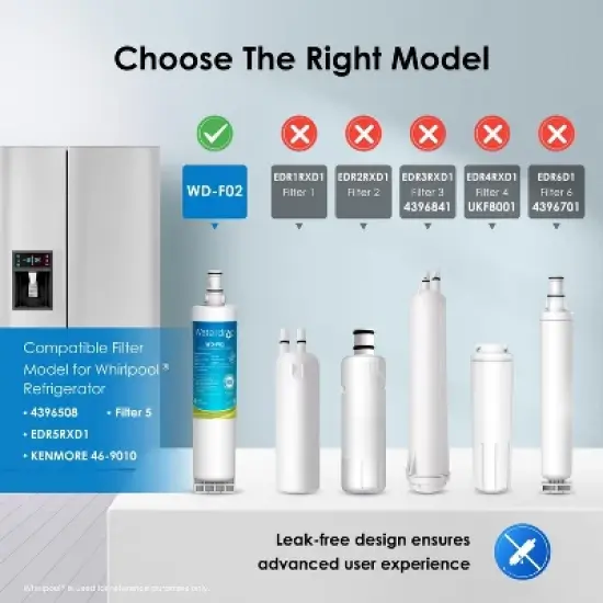 Waterdrop 4396508 Refrigerator Water Filter, Replacement for Whirlpool 4396510, 3 Filters image {7}