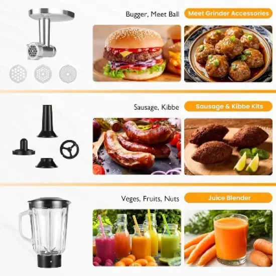 Heynemo 3-in-1 Multifunctional Stand Mixer,400W Kitchen Electric Mixer with 6 Speeds, Tilt-Head, 6.5QT Dough Mixer Machine, Dough Hook, Beater, Whisk image {4}