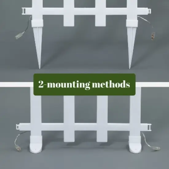 LuxenHome 8-Piece Light Show Fence Design Outdoor Holiday Decoration White image {2}