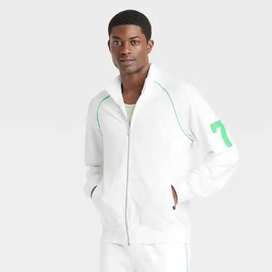 Houston White Adult Lightweight Tricot Piping Bomber Jacket - White image {3}