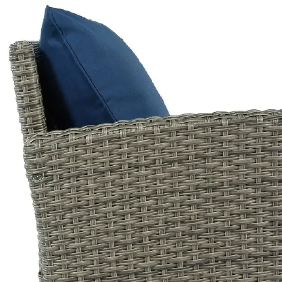 5pc Outdoor Wicker Conversation Set with Cushions - Blue - GODEER image {7}