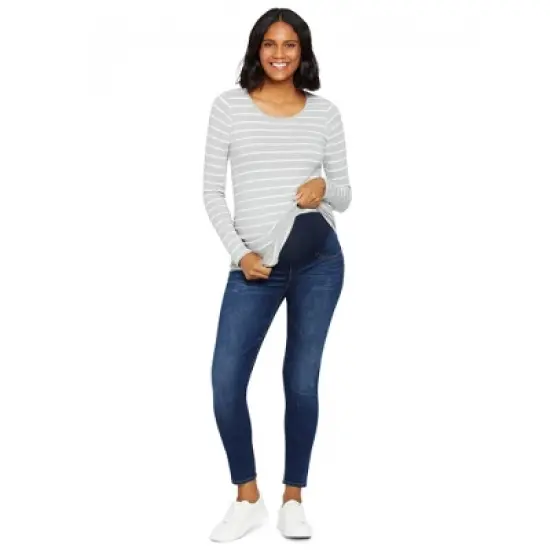 Indigo Blue Sustainable Secret Fit Belly Skinny Leg Maternity Jeans | Motherhood Maternity image {7}