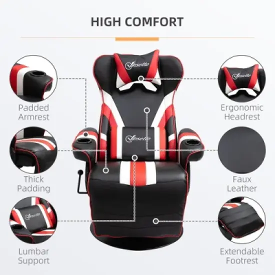Kumasinova 90&deg;-130&deg;Recliner Gaming Chair with Swivel Base Plate&Cup Holder,360&deg;Swivel Office Chair Video Game Chairs with Head&Lumbar Pillow,Footrest image {3}