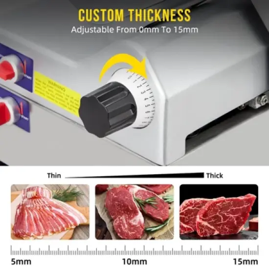 Meat Slicer, Electric Slicer - Professional Dual Motor,Removable Stainless Steel Blade, 0-16mm Thickness for Home/Commercial Kitchens image {3}