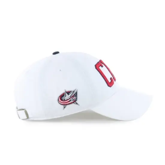 NHL Columbus Blue Jackets Adult White Clique Hat: Cotton Adjustable Baseball Cap image {3}