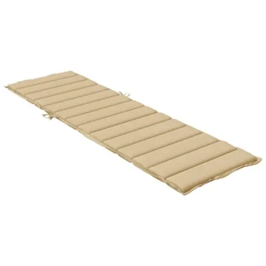 vidaXL Sun Lounger Cushion - Outdoor Patio Sunbed Seat Pad - Melange Beige - Polyester Fabric - 78.7"x23.6"x1.6" image {3}