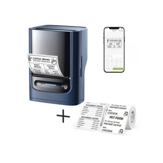 Nelko PM220 2" Portable Bluetooth Label Printer Blue with 50x30mm 100pc Roll and 40x30mm 230pc Roll image {6}