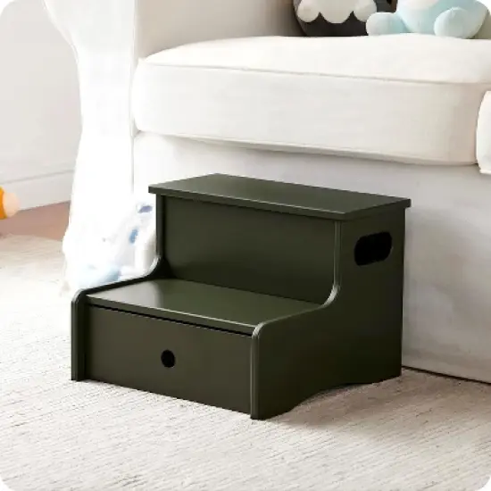 Kings Brand Furniture Wooden Toddler Step Stool for Kids with Storage for Bedroom, Bathroom, Kitchen image {10}