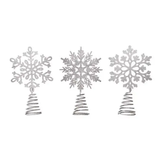 Transpac Set of 3 Metal Snowflake Tree Toppers Decorative Christmas Sculptures for Indoor Holiday Decor and Gifts image {1}