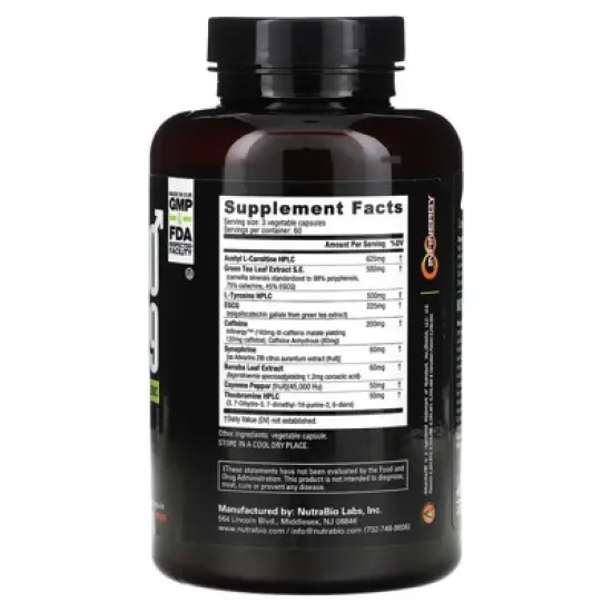 NutraBio ThermoFuel V.9 for Men, 180 V-Caps image {1}