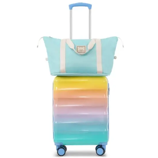 Syemin Luggage 20" Carry-on Luggage with Cup Holder Lightweight Glossy Hardshell Suitcases with Spinner Wheels 2 Piece Set, Orange, 15.6"*8.3"*21.7" image {5}