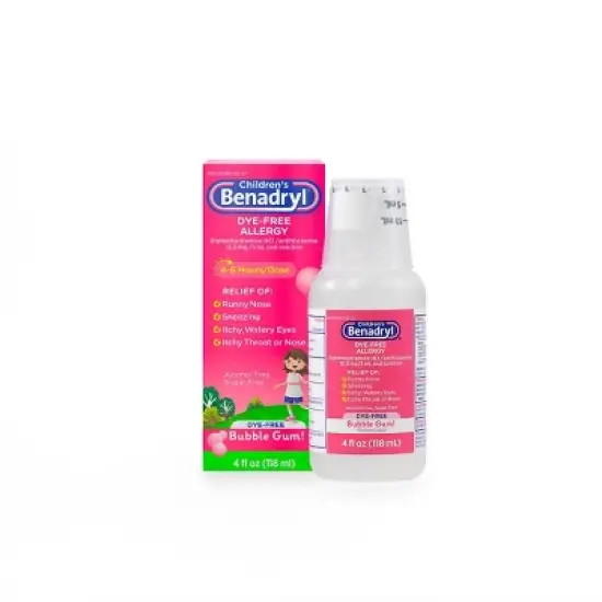 Children's Benadryl Dye-Free Diphenhydramine Allergy Liquid - Bubble Gum - 4 fl oz image {9}