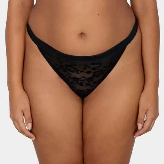 Curvy Couture Women's Plus Size No-Show Lace G-String Panty image {7}