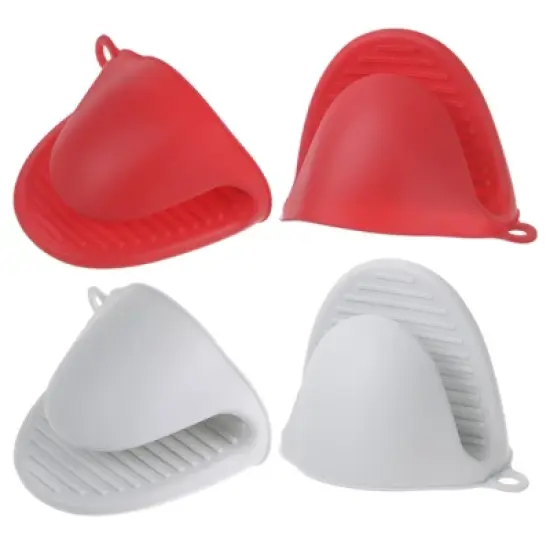 Unique Bargains Heat Resistant Kitchen Utensil Sets Silicone Oven Mitts 4 Pcs image {23}