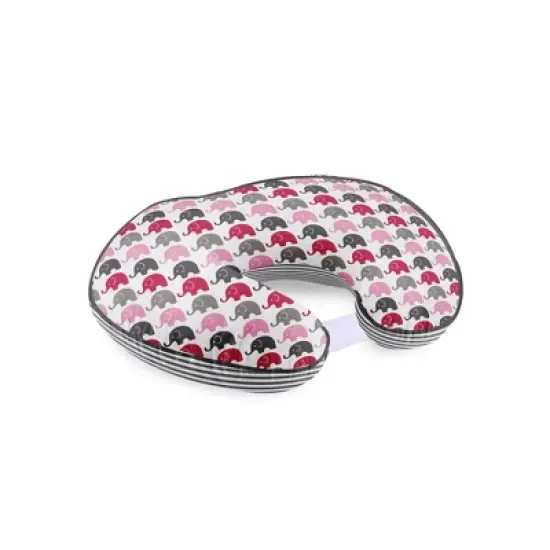 Bacati - 3 pc Elephants Pink/Gray Hugster Feeding & Infant Support Nursing Pillow with 2 removable zippered covers image {6}