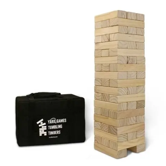 YardGames Giant Indoor and Outdoor Tumbling Timbers Wood Stacking Game with 56 Natural Pine Blocks, For Children 8 Years and Up (2 Pack) image {1}