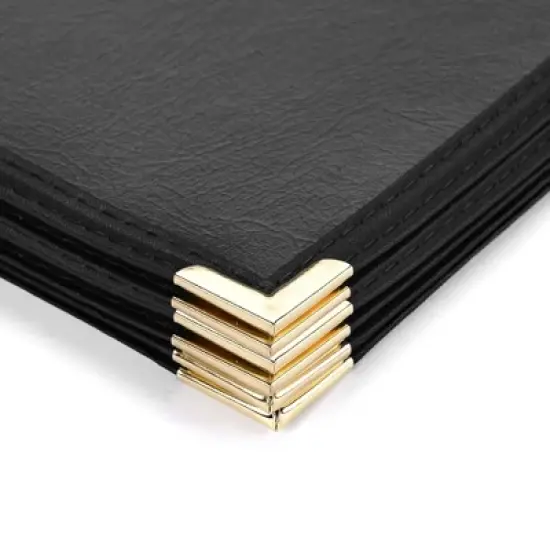 WeChef 10 Pack Restaurant Menu Covers 8.5" x 14" Book Style 8 Views Clear Cafe Black image {3}