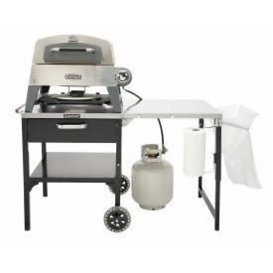 Cuisinart Prep 'n Cook Outdoor Table & Grill Stand: Stainless Steel Serving Cart with Wheels, Foldable Design image {3}