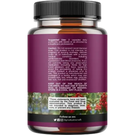 Extra Strength Hawthorn Berry Capsules, 4:1 Hawthorn Extract Digestion & Heart Health Supplement for Men & Women, Nature's Craft, 240ct image {2}