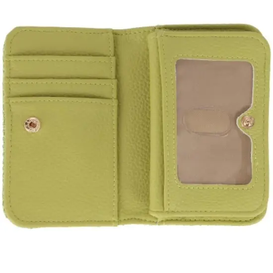 Buxton Women's Straw Vegan Leather Snap Card Case image {5}
