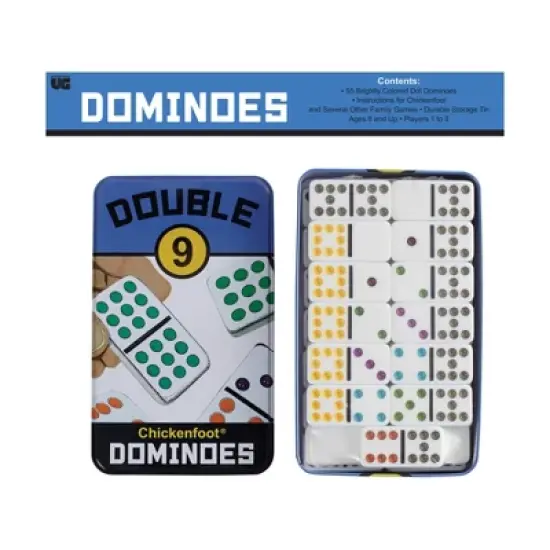 University Games Double 9 Chickenfoot Dominoes Board Game: Educational Party Game for 1-8 Players, Includes Storage Tin image {7}