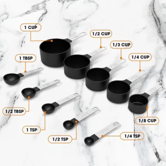 Cheer Collection 10-Piece Measuring Cups & Spoons Set &ndash; Stainless Steel Handles, Nesting Design, Dishwasher Safe, BPA-Free image {2}