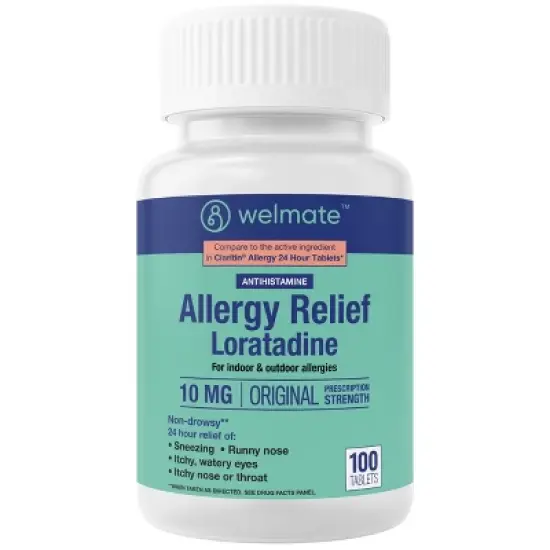 WELMATE 24 Hour Allergy Relief Tablets - Loratadine 10mg 100ct image {6}