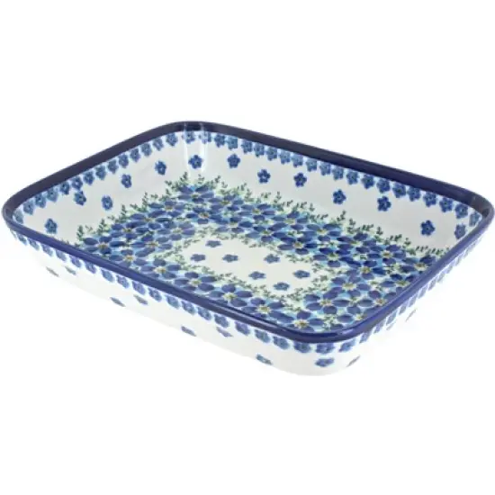 Blue Rose Polish Pottery 370 Zaklady Small Rectangular Baker image {3}