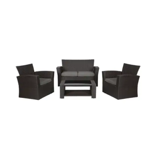 WestinTrends  4-Piece Modern Patio Conversation Sofa Set with Cushions image {10}