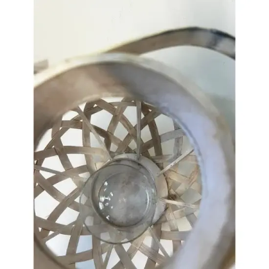 Essential Decor & Beyond 16.3" Natural Bamboo Glass Candle Holder Tabletop Lantern With Handle image {5}