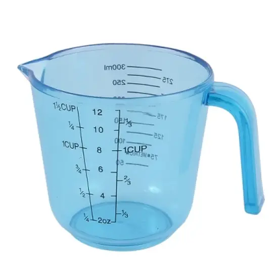 Unique Bargains Plastic 300ml Kitchen Measuring Cup 3.5" x 3.4" Clear Blue 1 Pc image {3}