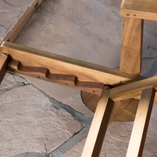 Christopher Knight Home Perla Outdoor Acacia Wood Armless Adjustable Chaise Lounge with Water Resistant Cushion image {7}