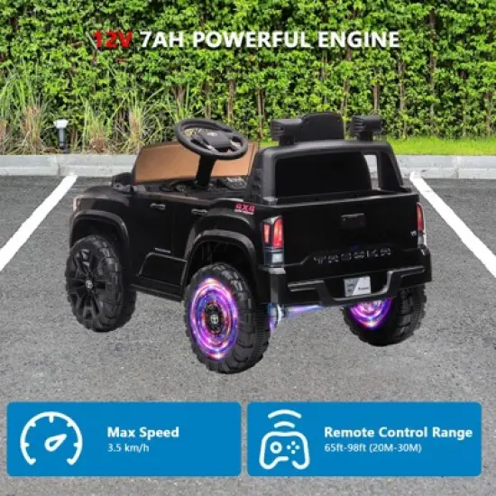 Kids Ride On Truck, Licensed Toyota Tacoma Car, 12V Battery Powered Electric Car with Remote Control,  Ride On Toy Car with lights Music for Kids 3-6 image {2}