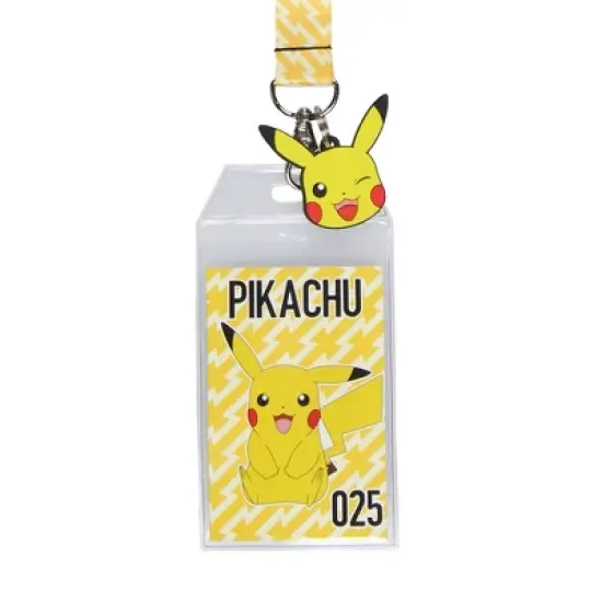 Pokemon Pikachu 025 ID Badge Holder Rubber Charm 2-Sided Breakaway Lanyard image {1}