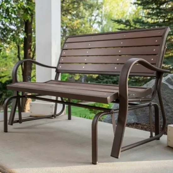 Lifetime Glider Bench, Faux Wood, Brown 60290 image {1}