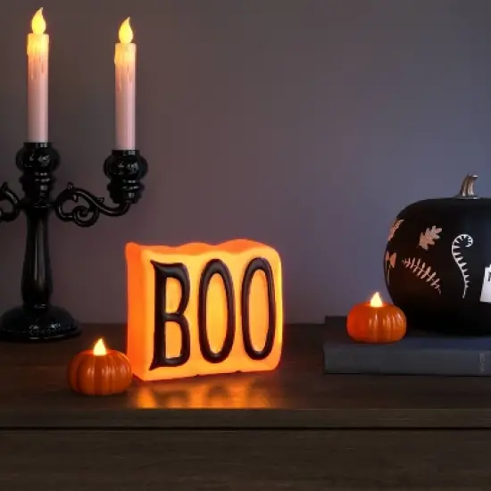 2pk LED Pumpkin Shaped Halloween Tea Lights - Hyde and EEK! Boutique&trade; image {1}