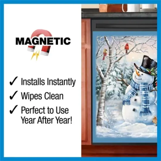 Collections Etc Winter Snowman Kitchen Dishwasher Magnet Standard White image {2}