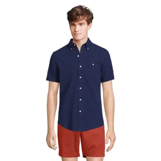 Lands' End Men's Traditional Fit Short Sleeve Seersucker Shirt image {5}